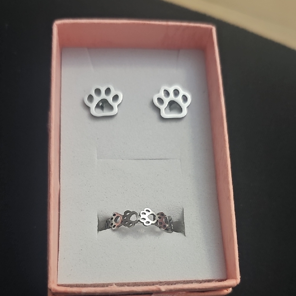 Cute Paw Print Jewelry Set